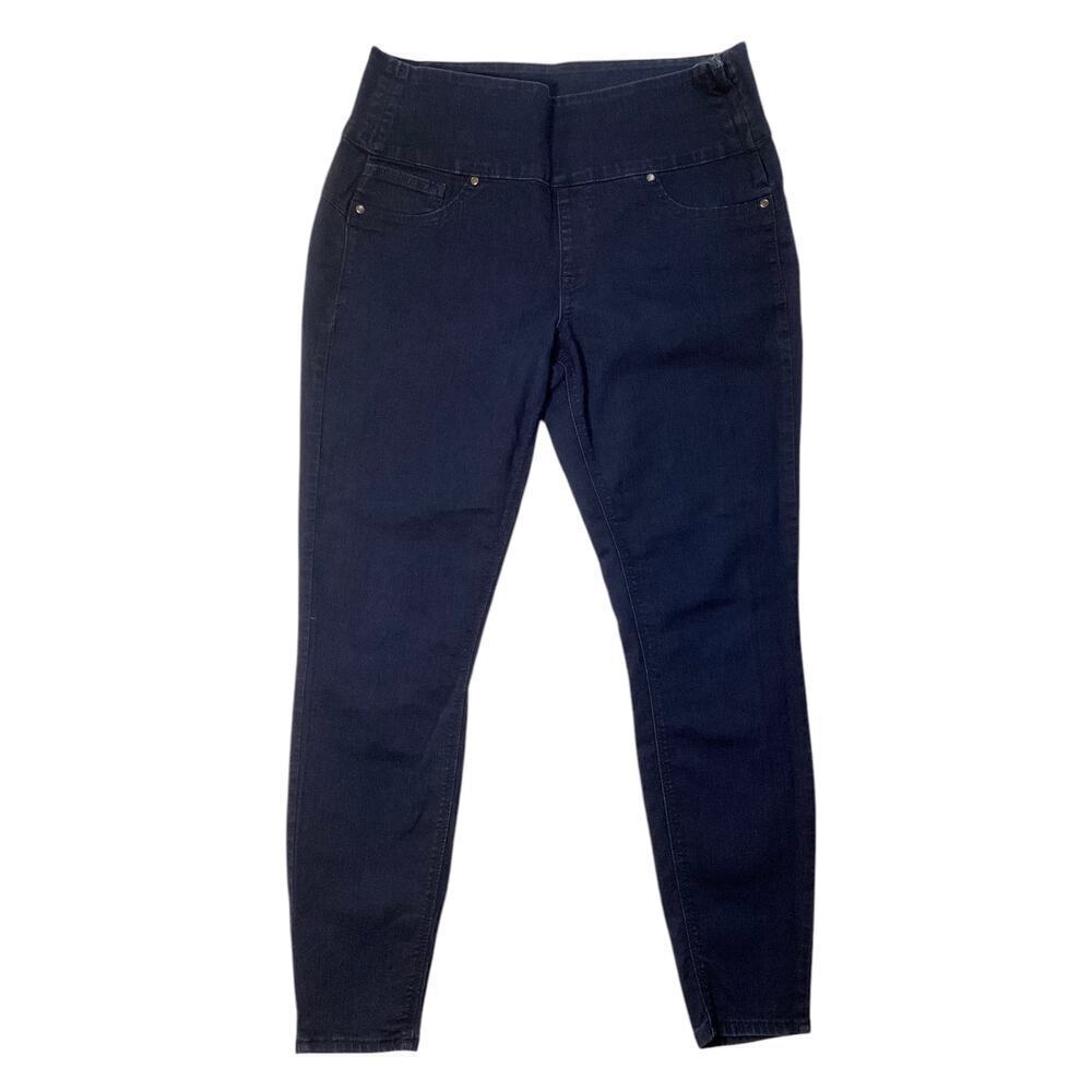 Spanx Women's Indigo Blue Jeggings side zip faux front pockets Size L (14-16)